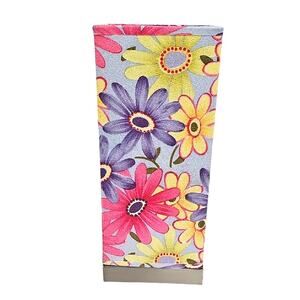 Vintage Mod Colorful Floral Square Table Lamp Hippie Flower Child Teen Room